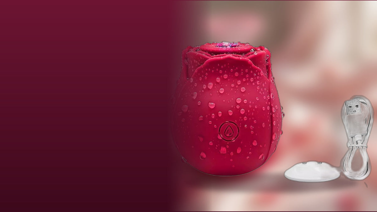 The Rose suction vibrator in red — Velvet Hour
