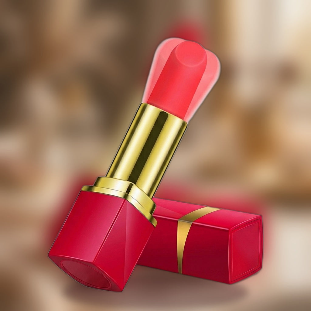 The Lipstick Mini discreet vibrator in its red faceted case — real product photo