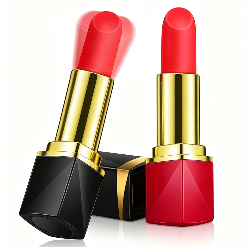 Lipstick Mini vibrator shown in red and black lipstick cases