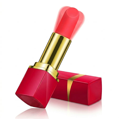 Lipstick Mini discreet vibrator in red lipstick case with gold band